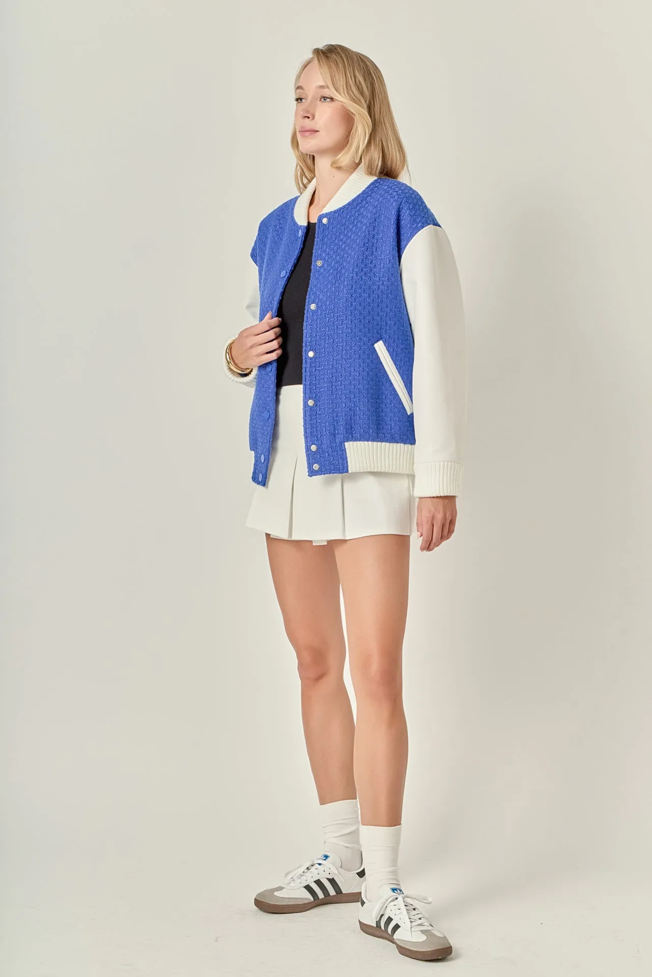 Tweed PU Bomber Jacket sold by English Factory product image thumbnail 3