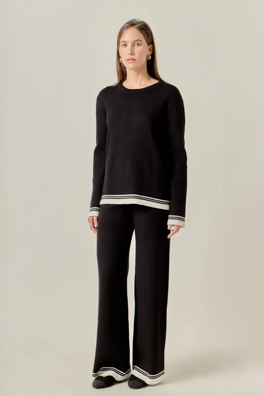 Contrast Stripe Detail Knit Pants sold by English Factory