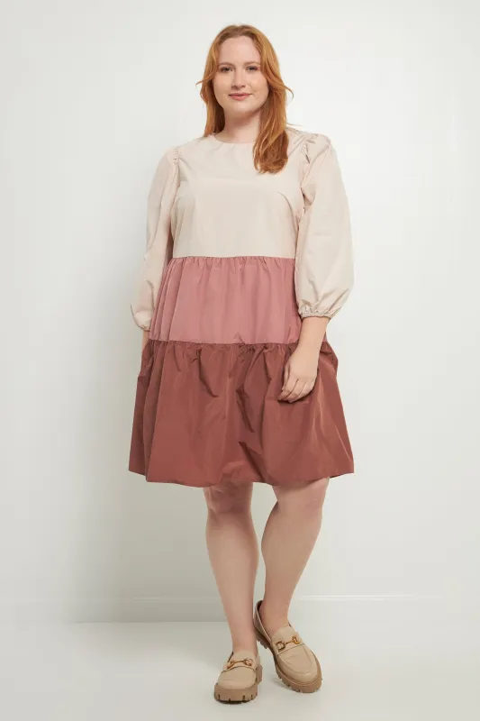 Plus Size Colorblock Mini Dress sold by English Factory