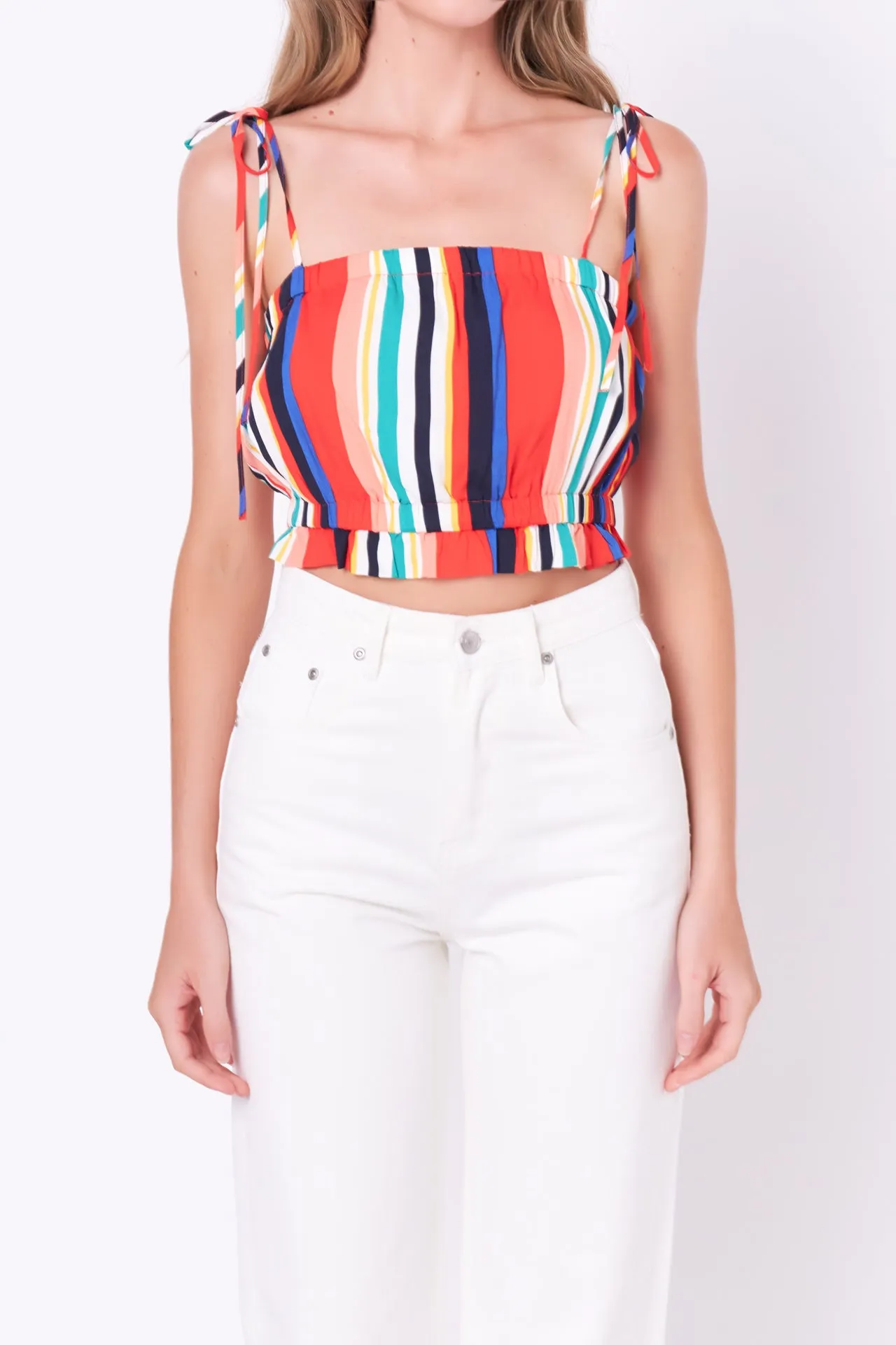 Rainbow Stripe Top with Tie sold by English Factory product image thumbnail 2