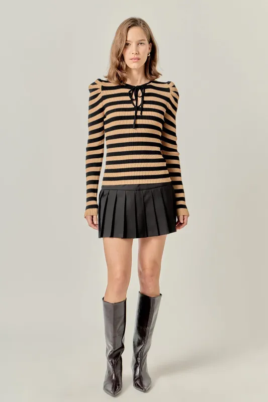 Stripe Bow Knit Top sold by English Factory