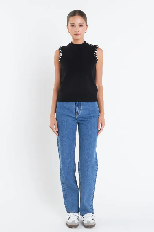 Stitch Detailed Knit Vest sold by English Factory