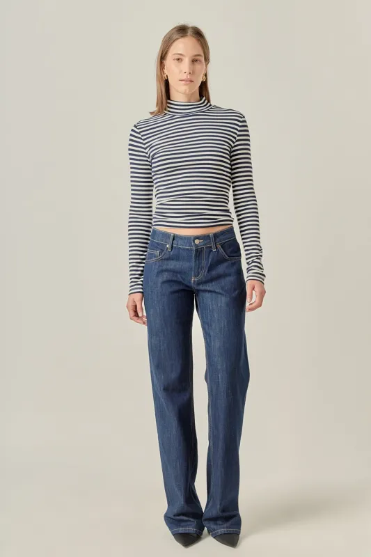 Stripe Turtle Neck Top sold by English Factory