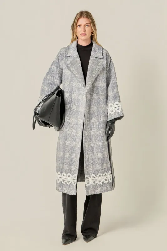 Premium Long Plaid Wrap Coat sold by English Factory