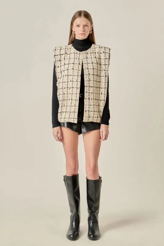 Premium Tweed Vest with Shoulder Pads sold by English Factory