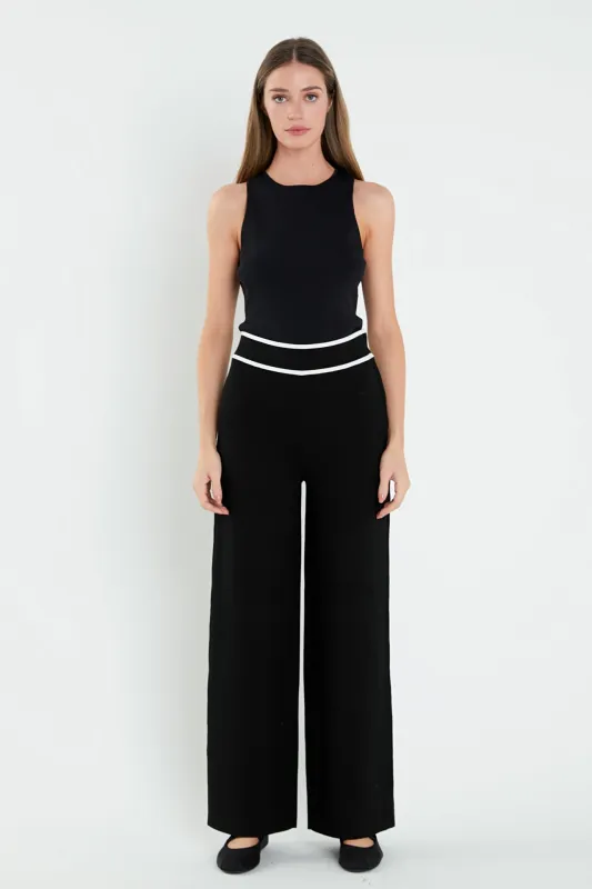 High-Waisted Wide-Leg Knit Pants sold by English Factory
