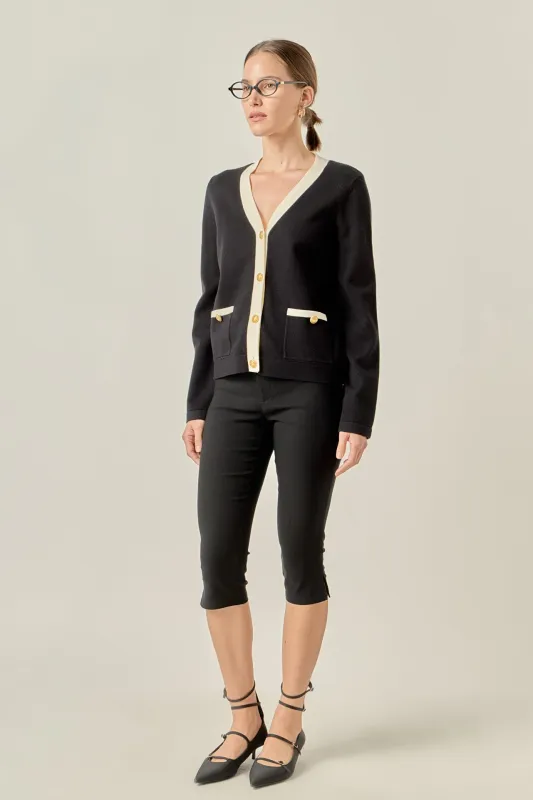 Colorblock Knit Cardigan sold by English Factory