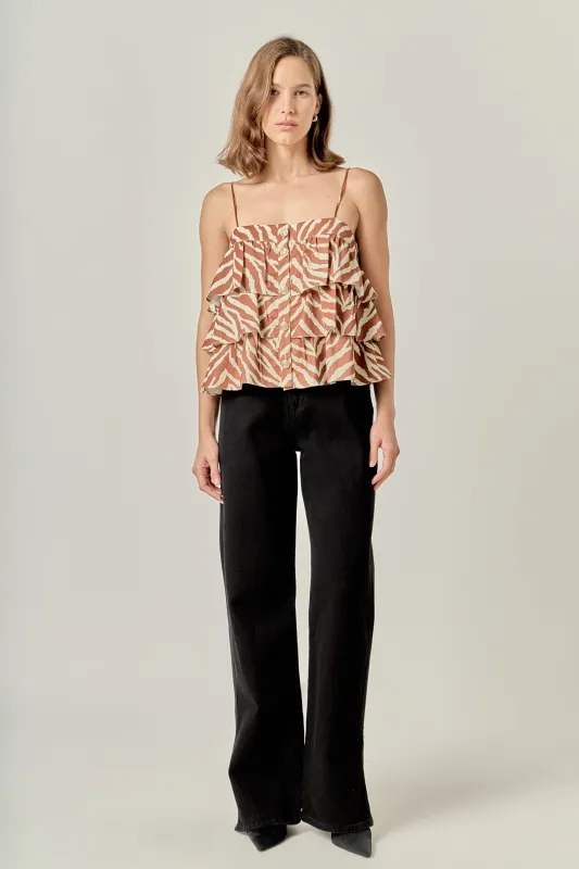 Zebra Print Sleeveless Top sold by English Factory