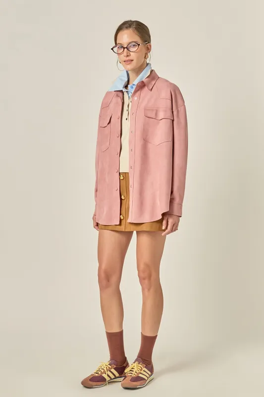 Faux Suede Oversized Shirts sold by English Factory