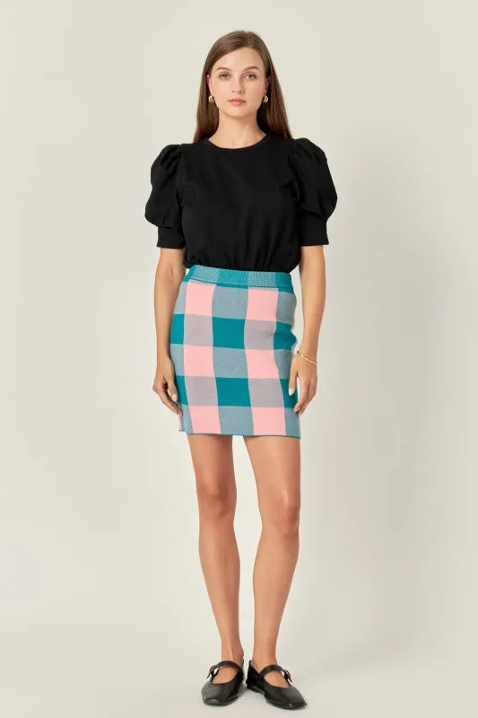 Gingham Mini Skirt sold by English Factory
