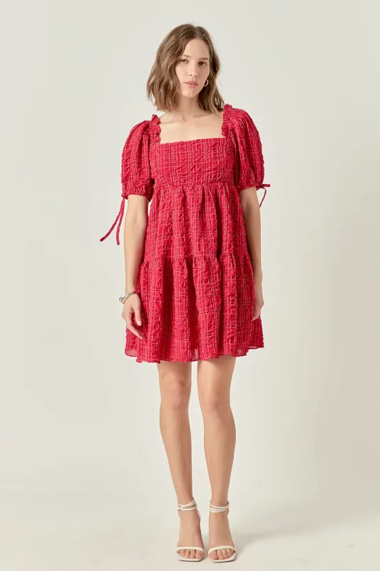 Crinkled Gingham Flounce Dress sold by English Factory