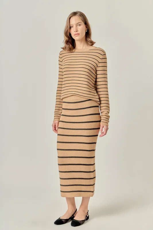 Stripe Knit Midi Skirt sold by English Factory