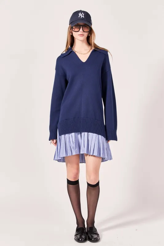 Mixed Media Pleated Mini Dress made by English Factory
