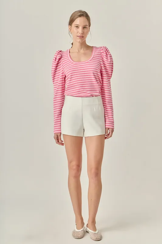 Classic Stripe Puff Sleeve Tee sold by English Factory