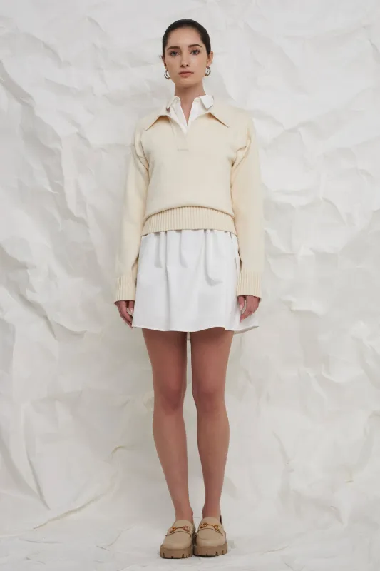 Ivory Collared Knit Sweater sold by English Factory