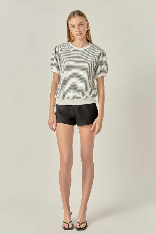 Stripe Terry Puff Sleeve Sweatshirt sold by English Factory