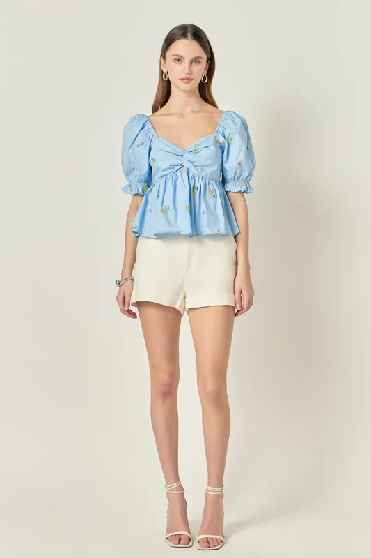 Multi Floral Embroidery Top sold by English Factory