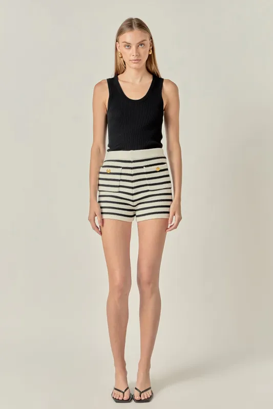Striped Knit Shorts sold by English Factory