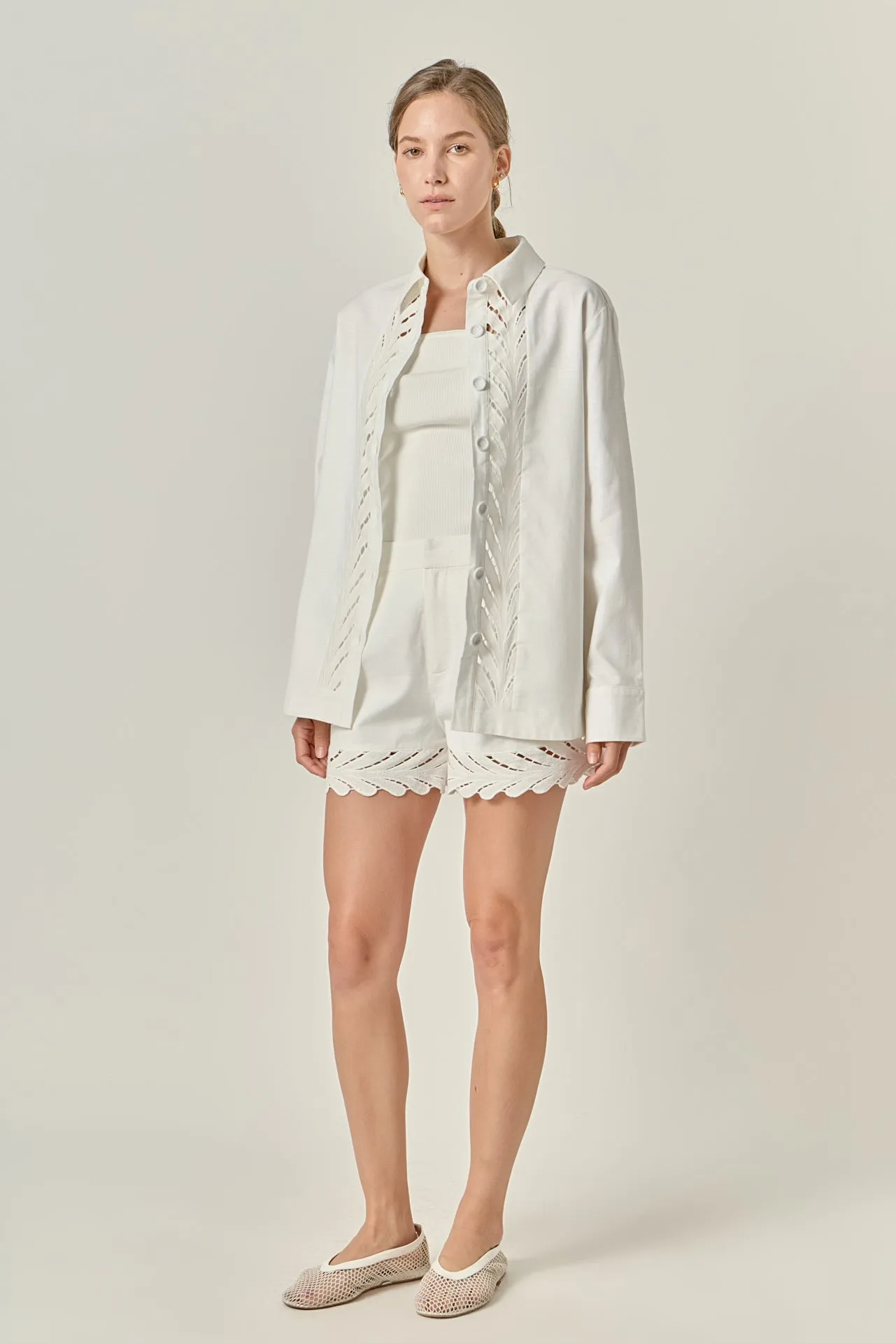 Embroidered Oversized Shirt sold by English Factory product image thumbnail 4