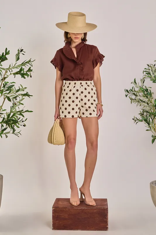 Linen Ruffle Shirt made by English Factory