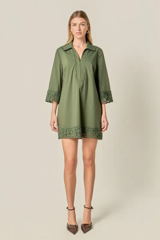 Crochet Accent Mini Dress sold by English Factory