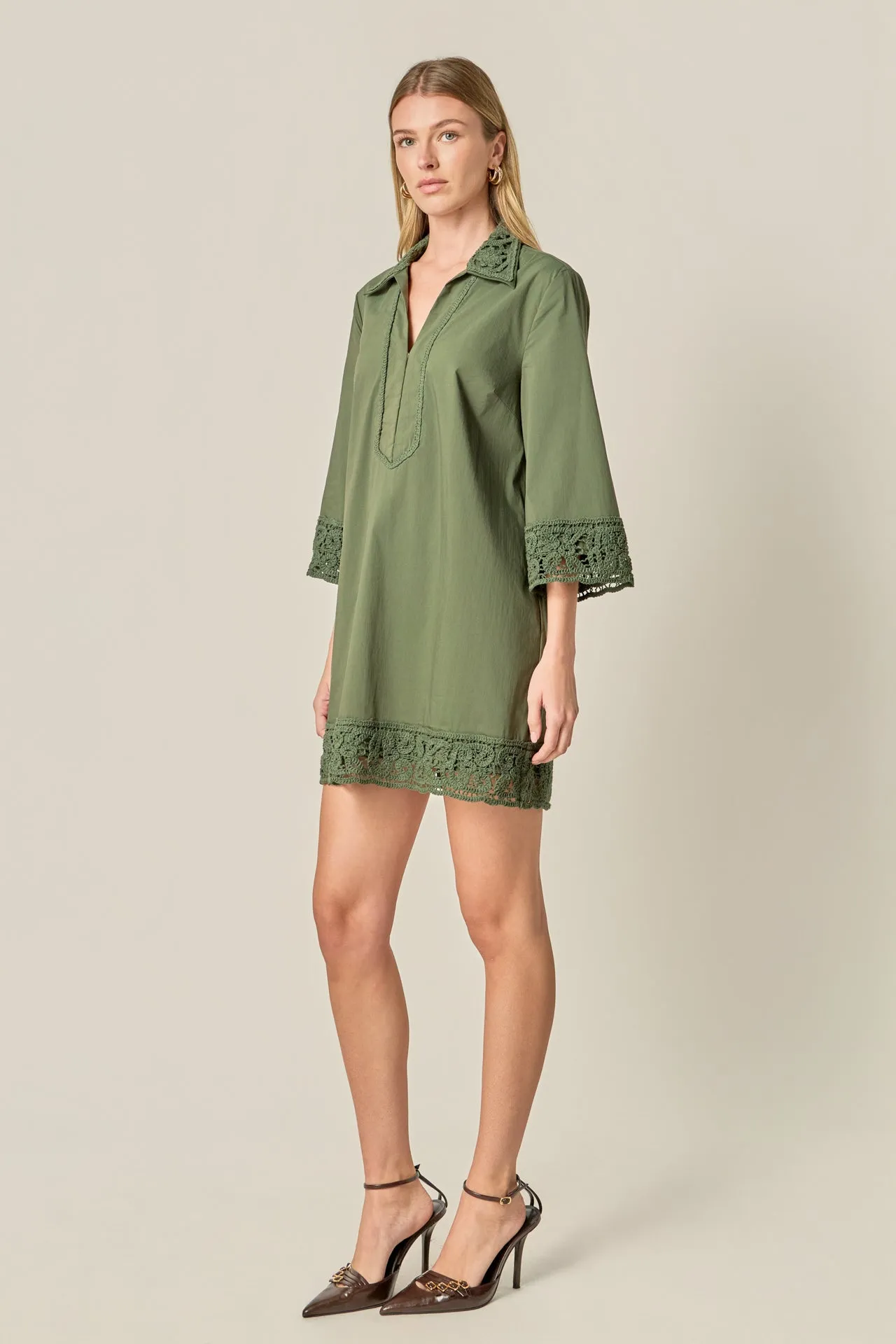 Crochet Accent Mini Dress sold by English Factory product image thumbnail 3