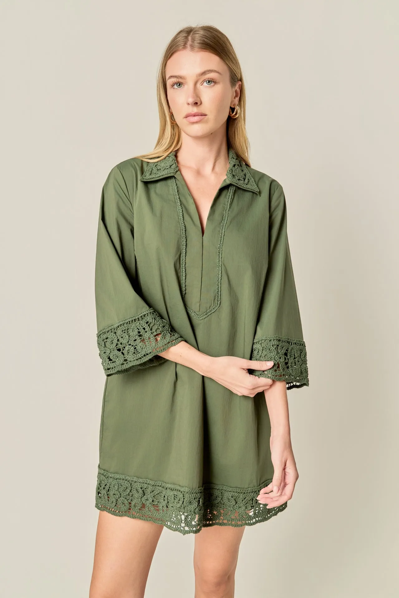 Crochet Accent Mini Dress sold by English Factory product image thumbnail 5