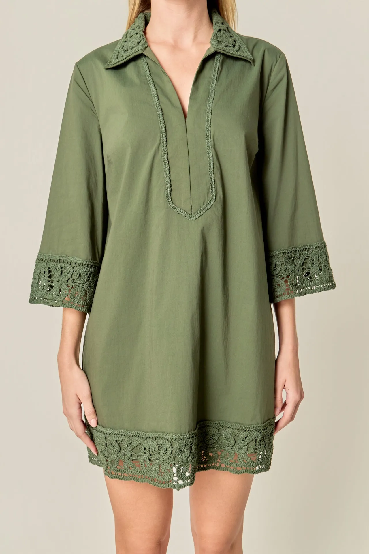 Crochet Accent Mini Dress sold by English Factory product image thumbnail 2