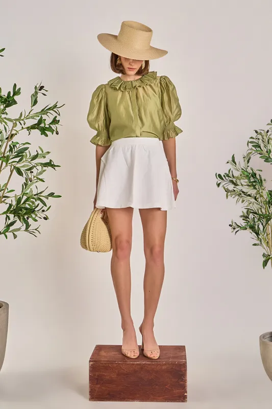 Ruffled Short Sleeves Blouse made by English Factory