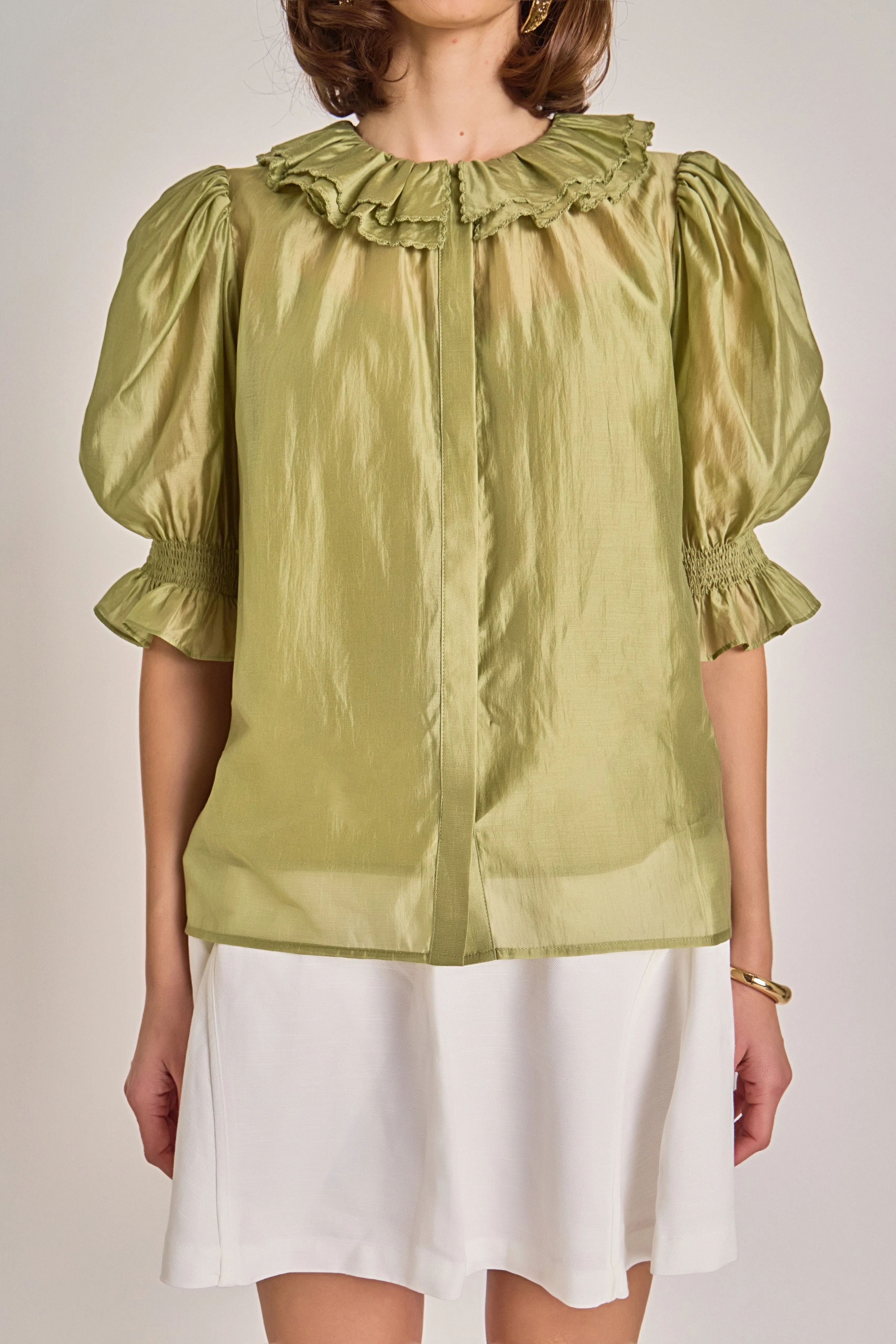 Ruffled Short Sleeve Blouse sold by English Factory product image thumbnail 2