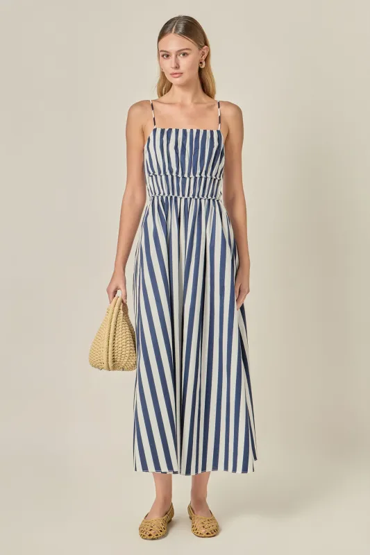 Stripe Sleeveless Maxi Dress made by English Factory