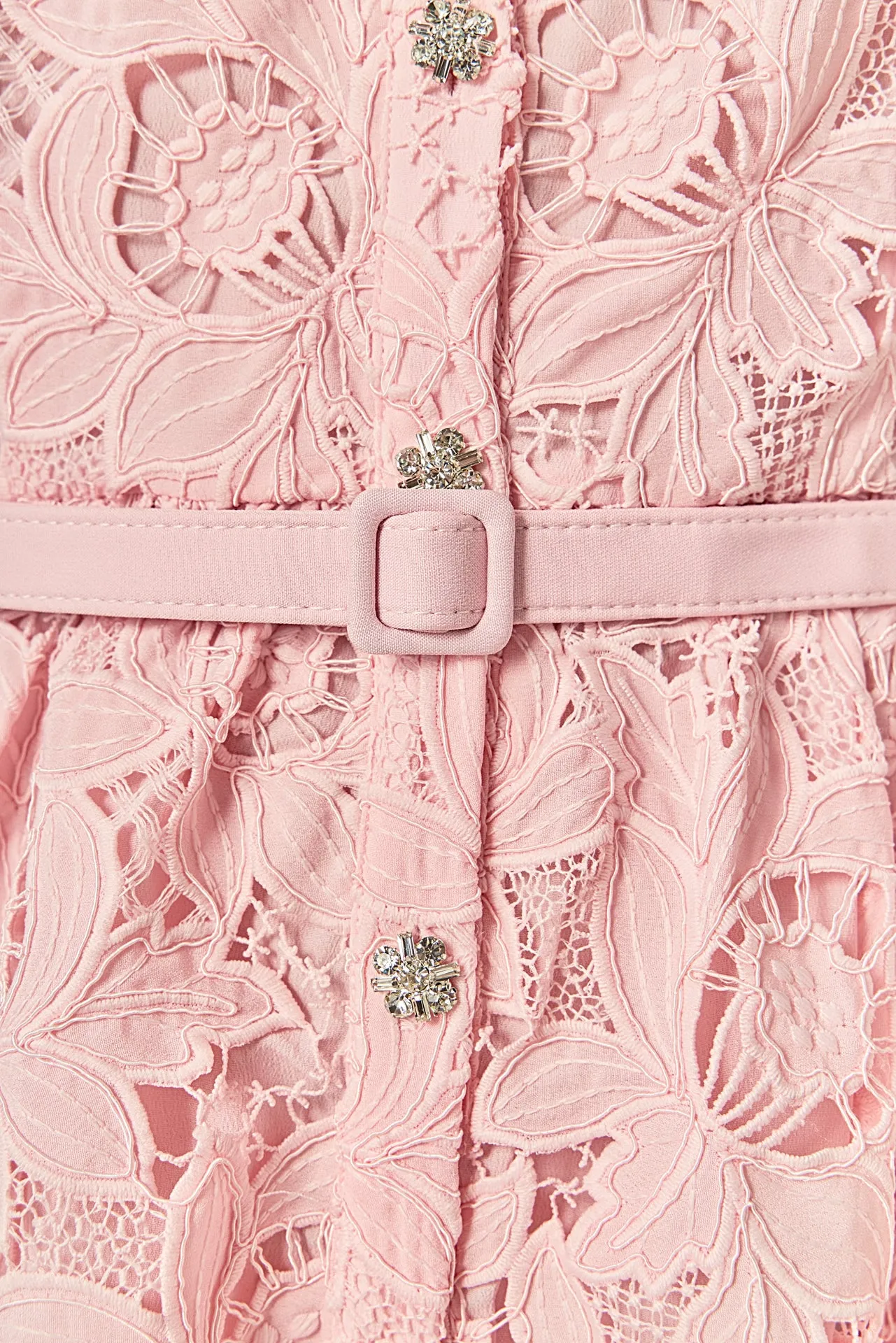 Lace Button-Front Sleeveless Midi Dress sold by English Factory product image thumbnail 4