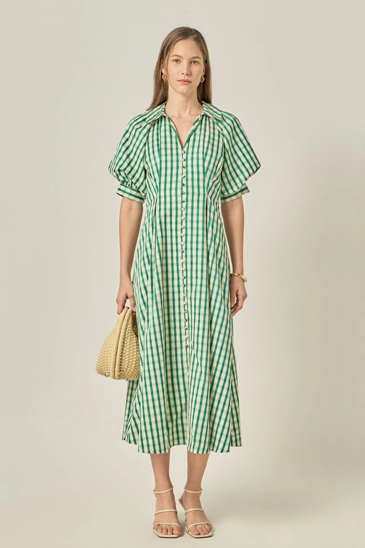 Gingham Check Midi Dress sold by English Factory