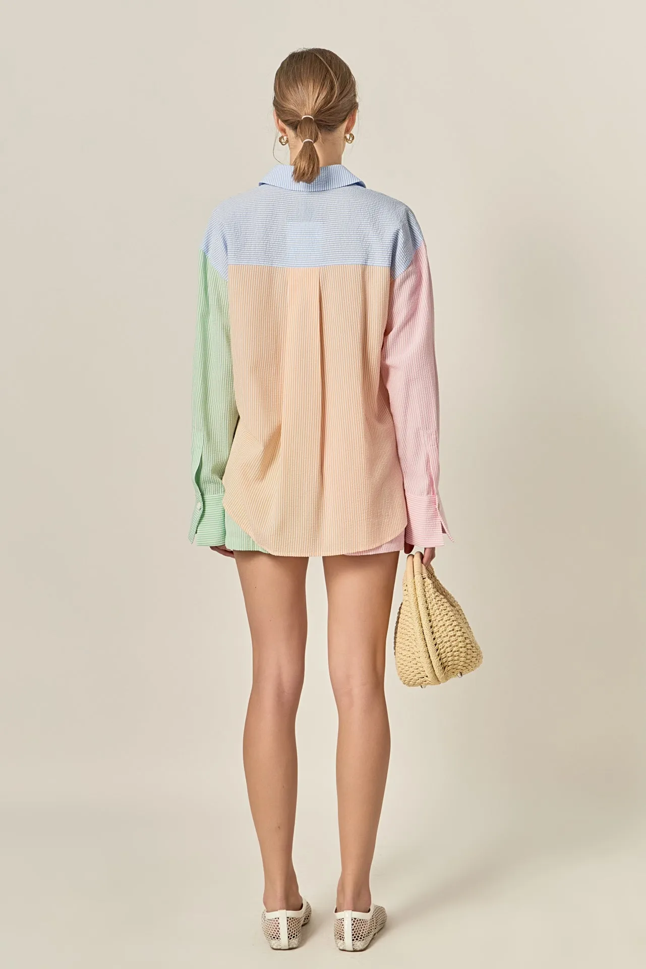 Colorblock Seersucker Shorts sold by English Factory product image thumbnail 4