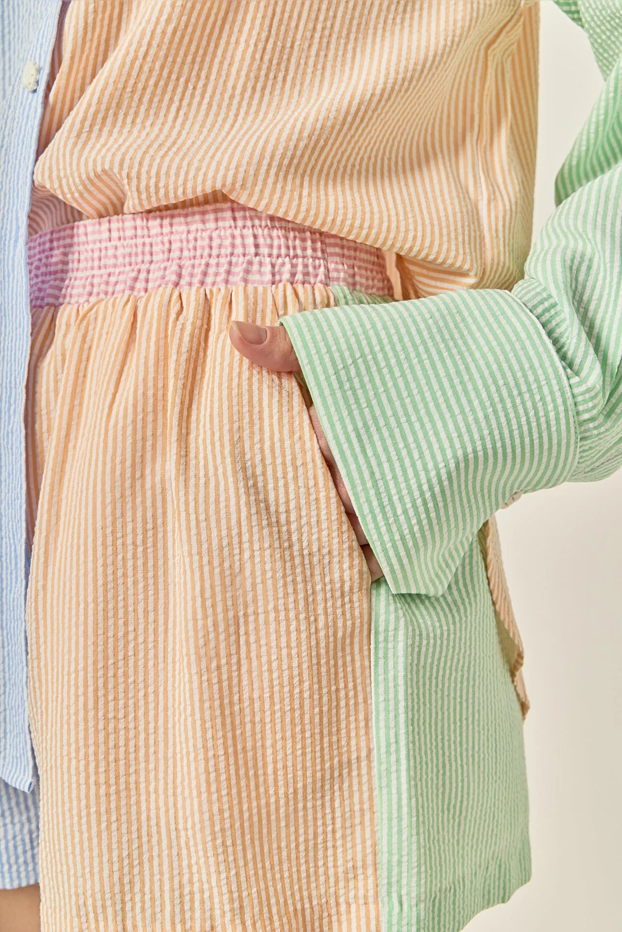 Colorblock Seersucker Shorts sold by English Factory product image thumbnail 2