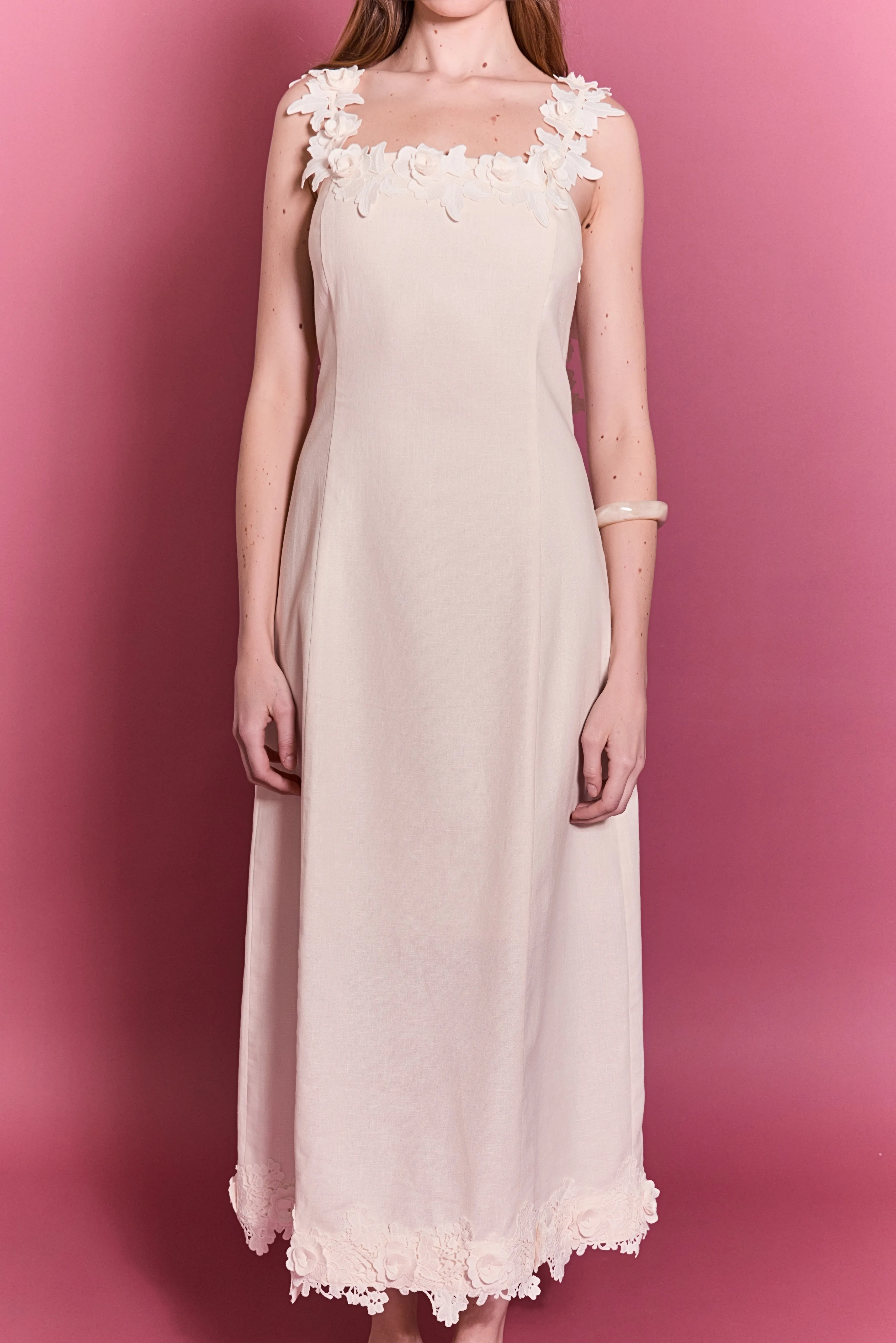 Floral Strap Linen Midi Dress sold by English Factory product image thumbnail 2