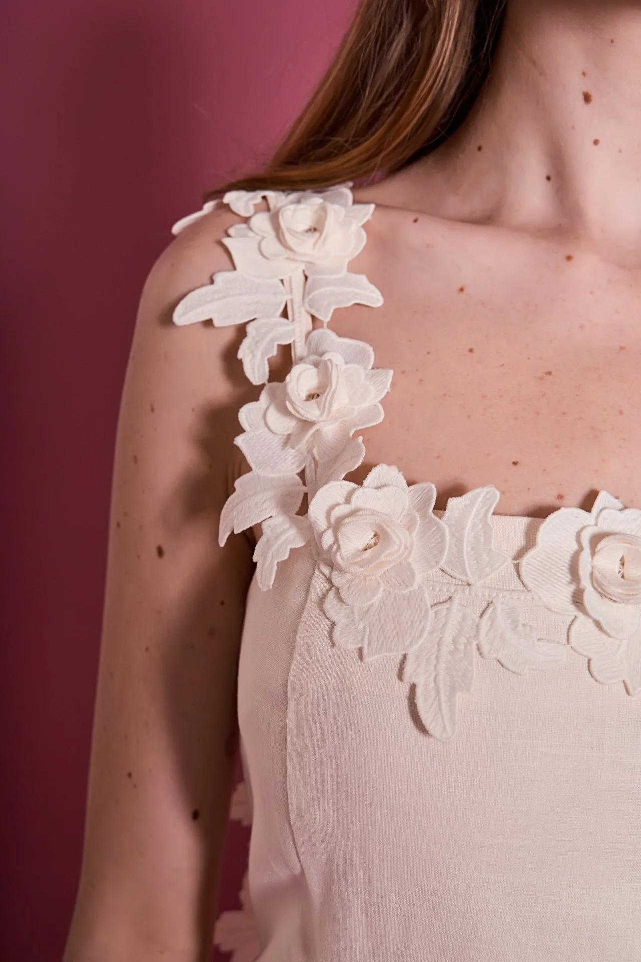 Floral Strap Linen Midi Dress sold by English Factory product image thumbnail 3