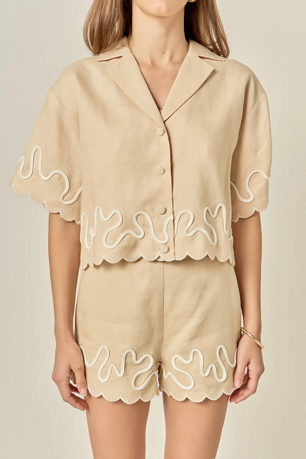 Wavy Embroidered Crop Shirt sold by English Factory product image thumbnail 2