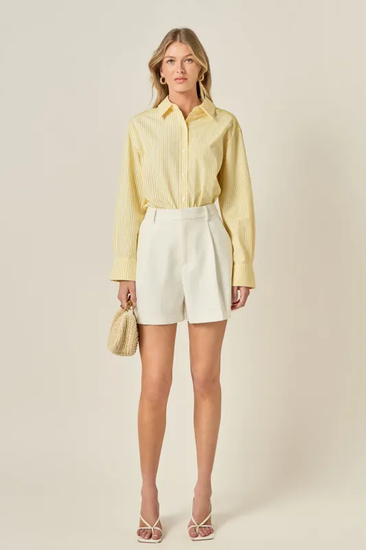 Pleated High Waisted Shorts made by English Factory