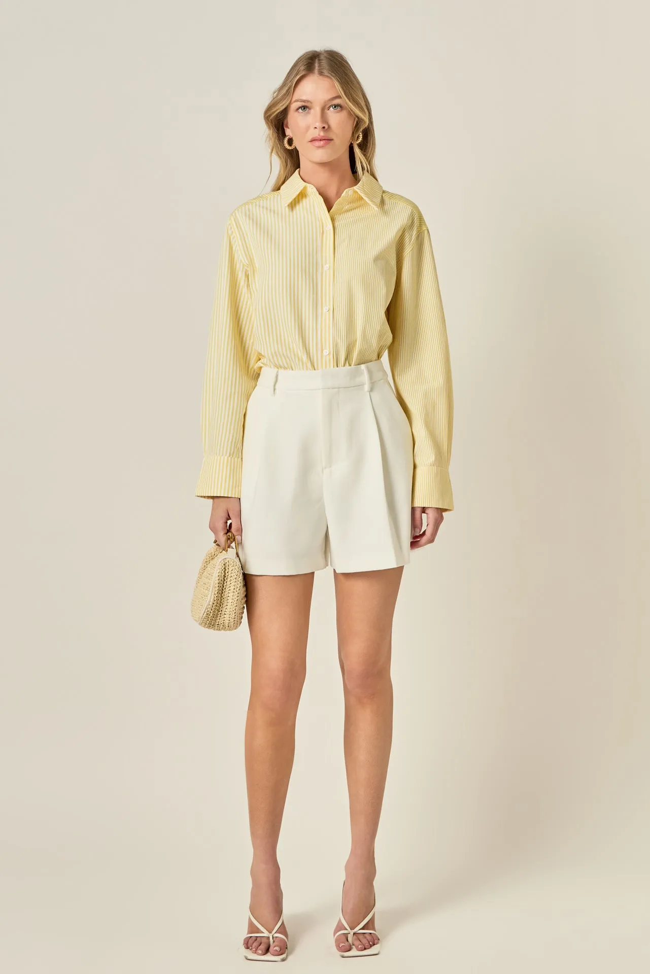 Pleated High Waisted Shorts sold by English Factory