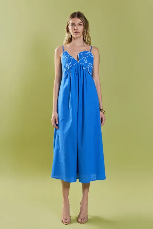 Floral Applique Pleated Midi Dress sold by English Factory