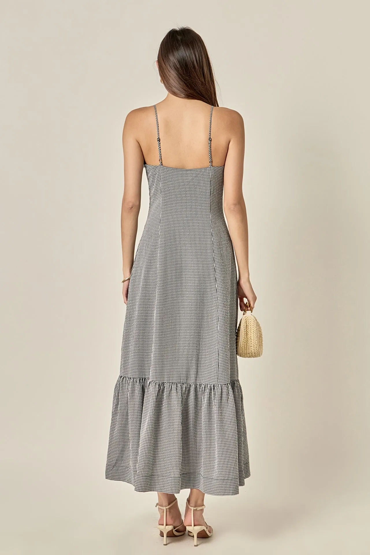Gingham Square Neck Maxi Dress sold by English Factory product image thumbnail 4