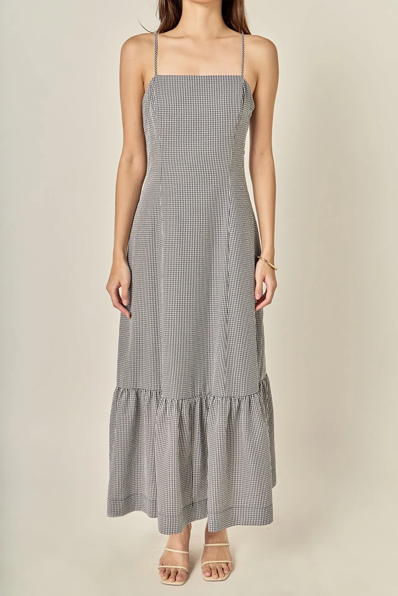 Gingham Square Neck Maxi Dress sold by English Factory product image thumbnail 2