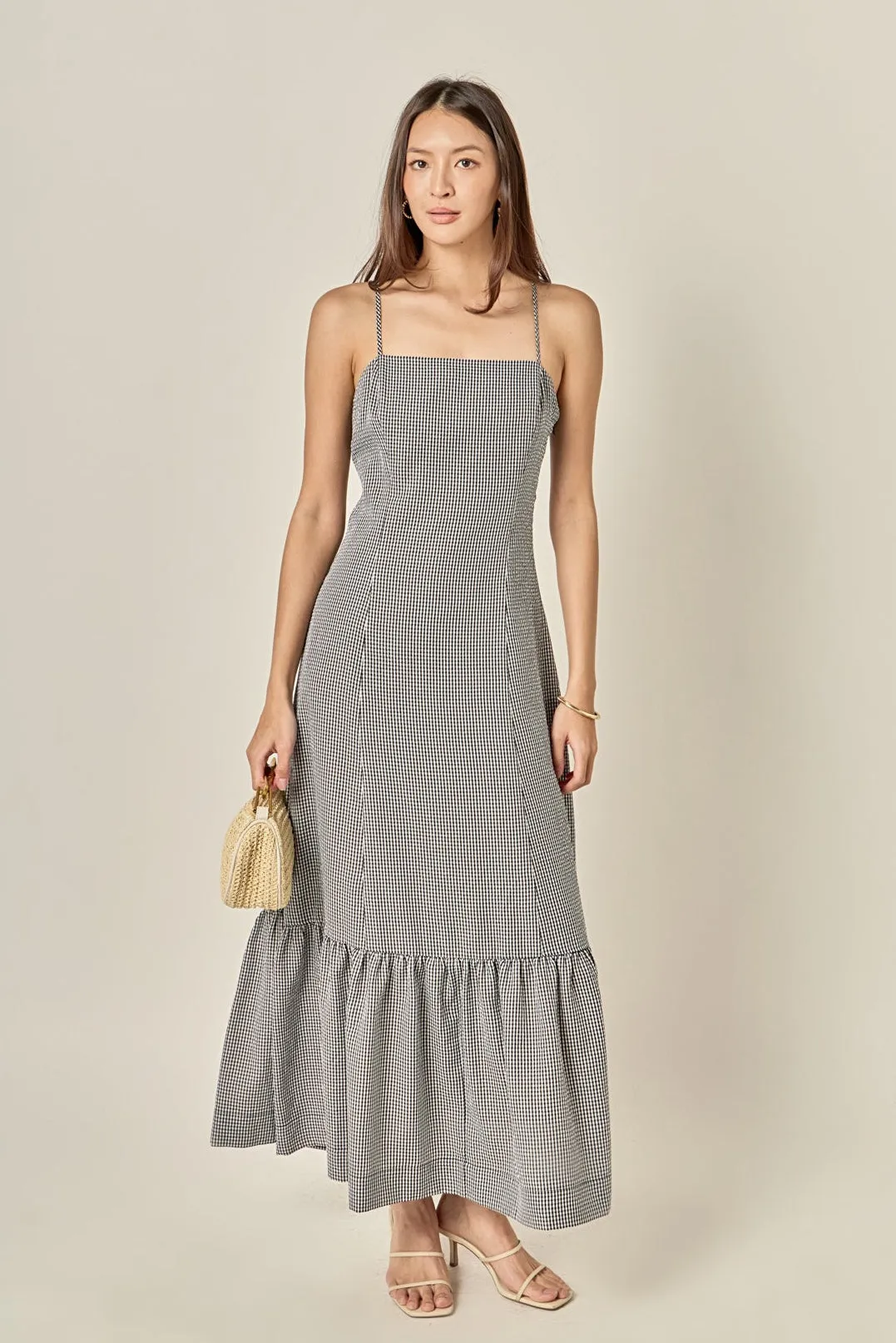 Gingham Square Neck Maxi Dress sold by English Factory product image thumbnail 5