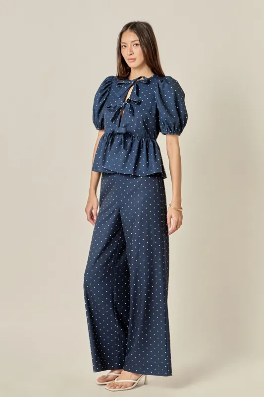 Polka Dot Wide Leg Pants made by English Factory