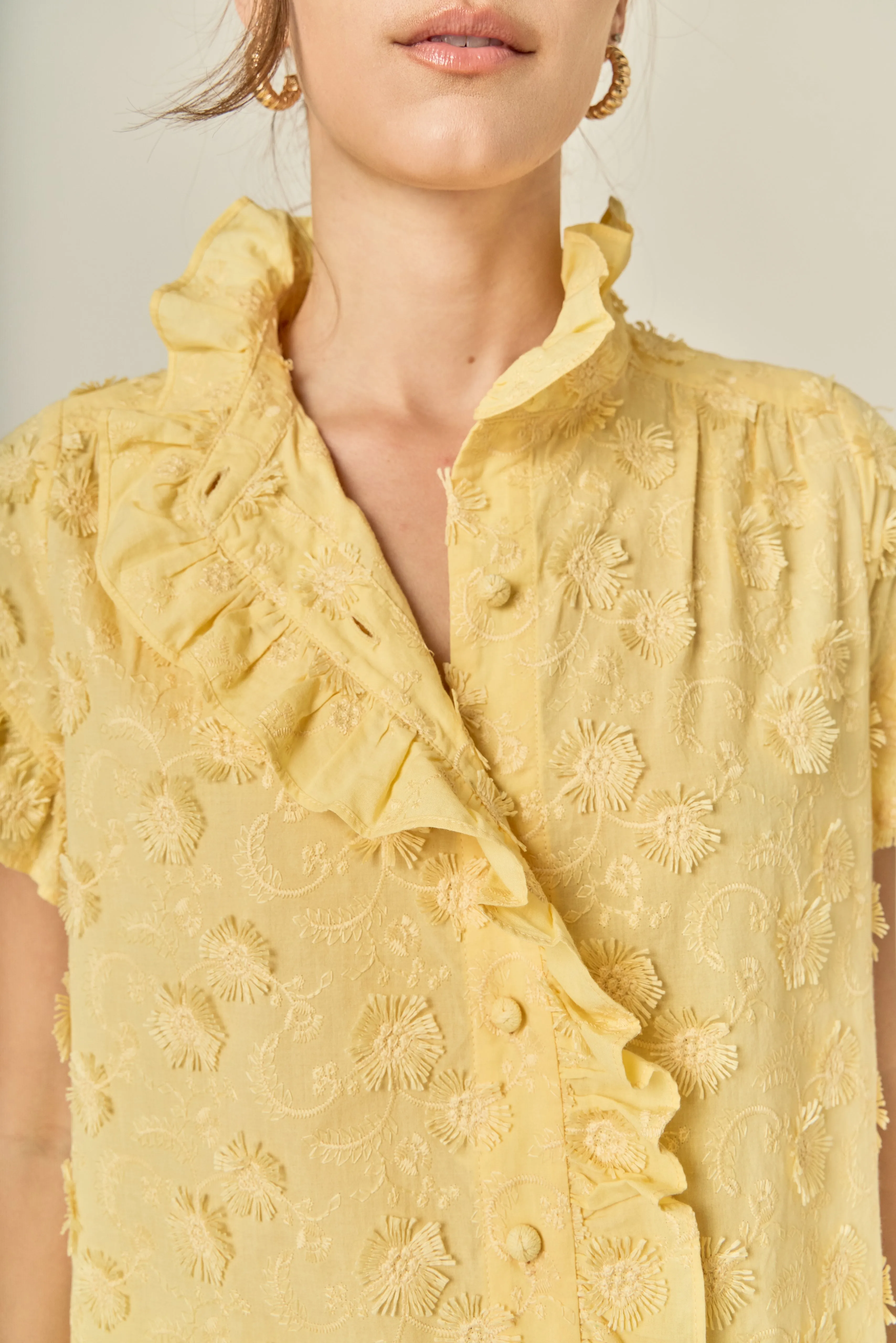 Embroidered Ruffle Short Sleeve Shirt sold by English Factory product image thumbnail 3