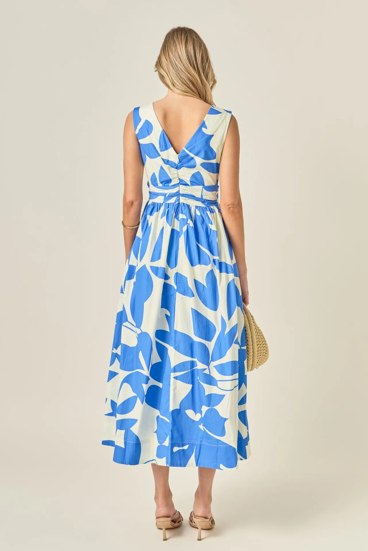 Puff Sleeve Print Ruched Midi Dress sold by English Factory product image thumbnail 5