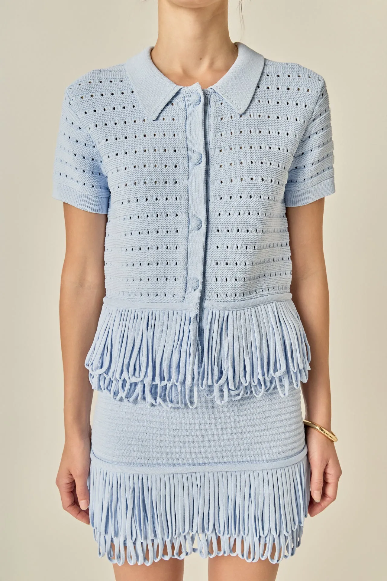 Fringe Detail Knit Top sold by English Factory product image thumbnail 2