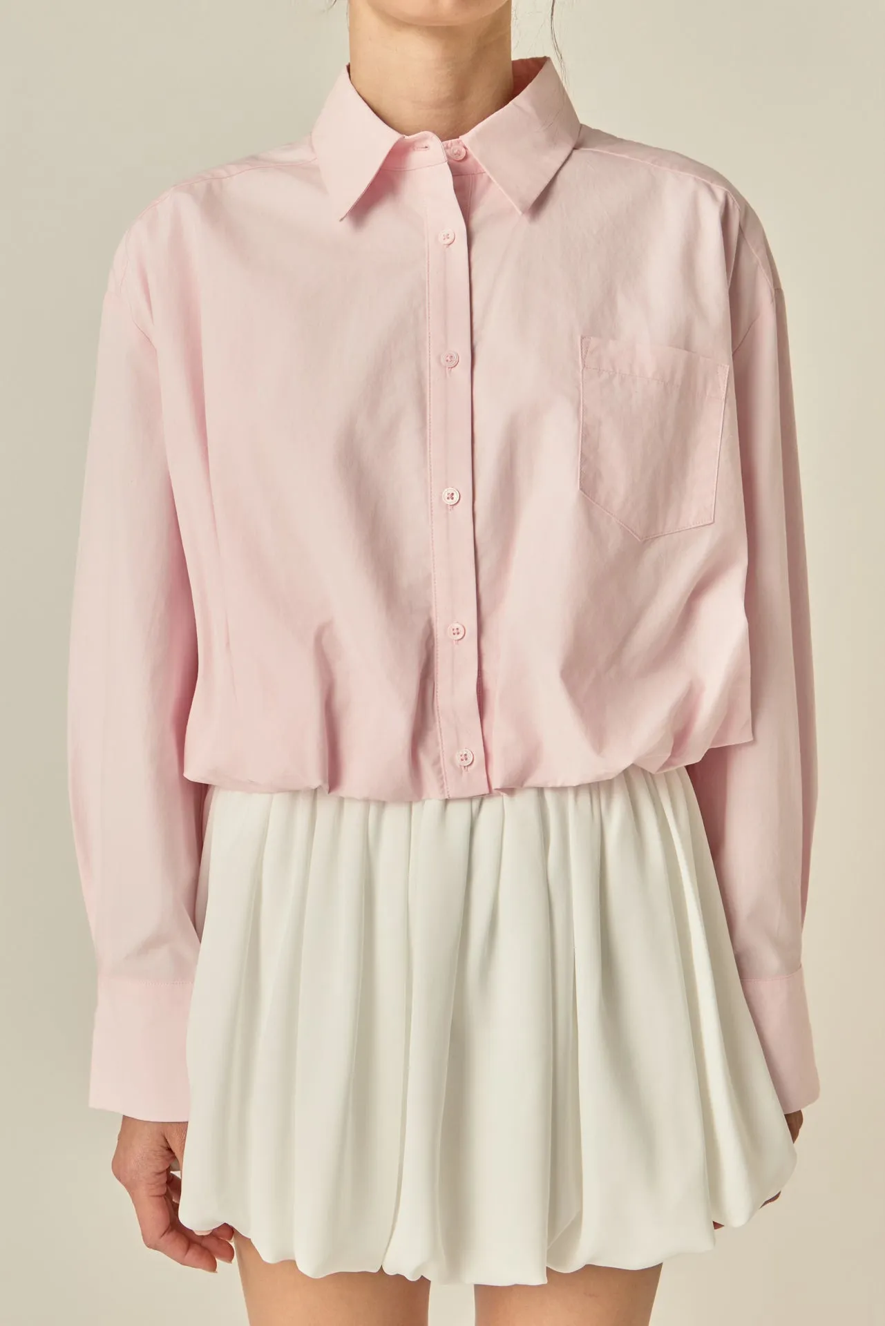 Bubble Hem Long Sleeve Shirt sold by English Factory product image thumbnail 2