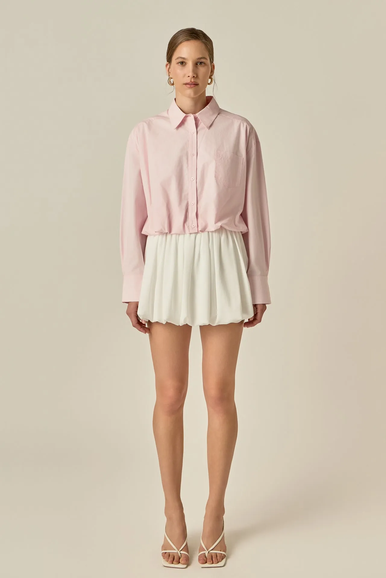 Bubble Hem Long Sleeve Shirt sold by English Factory